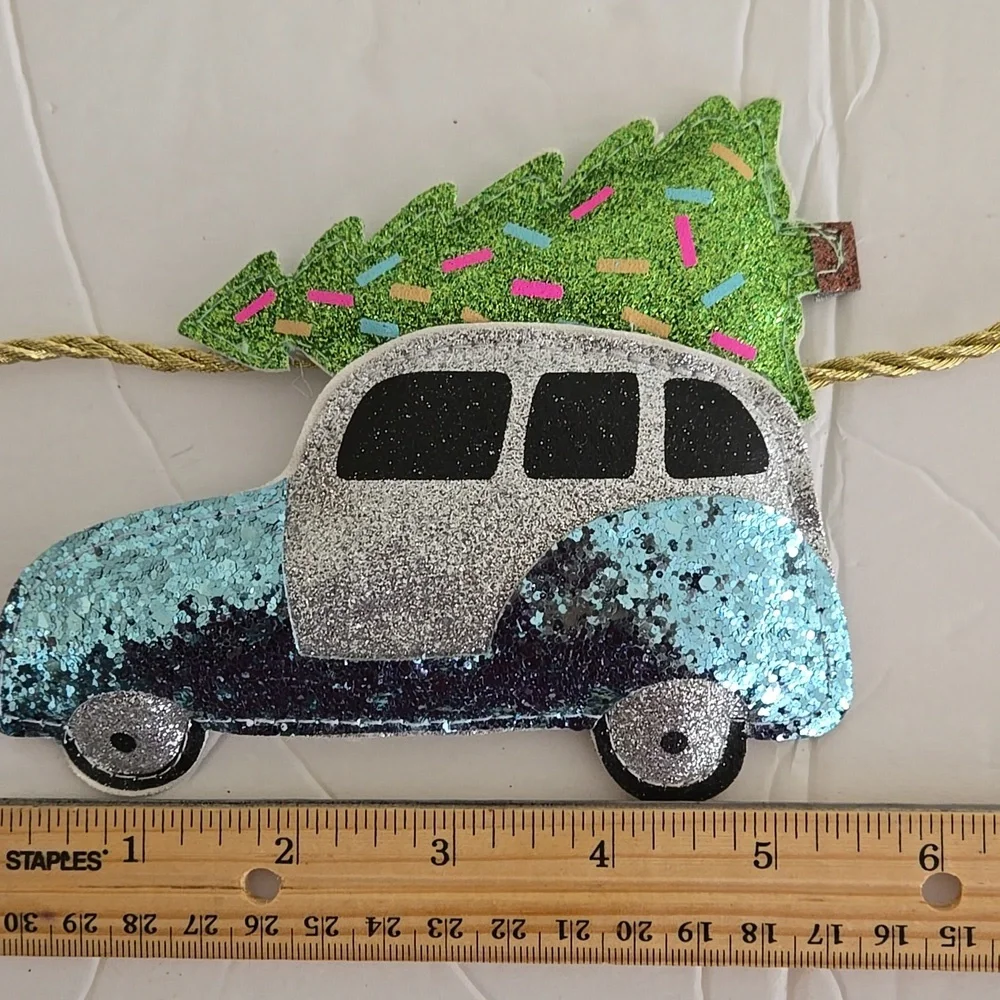 Glitter Colorful Car Scotter Camper Traveing Christmas Tree Garland Decor